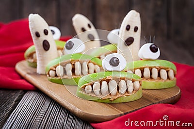 Funny halloween eadible monsters scary food Stock Photo