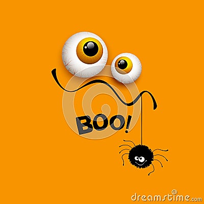 Funny Halloween greeting card monster eyes. Vector Vector Illustration