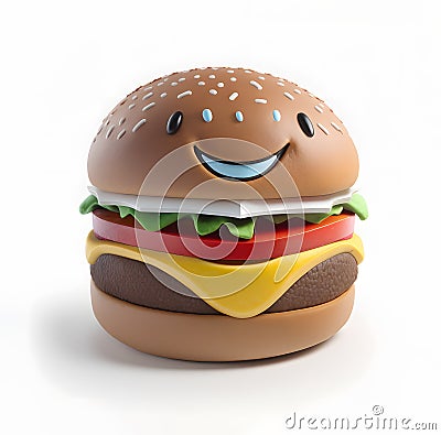 Funny hamburger character. Stock Photo