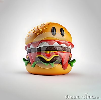 Funny hamburger character. Stock Photo