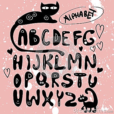 Funny hand drawn alphabet Vector Illustration