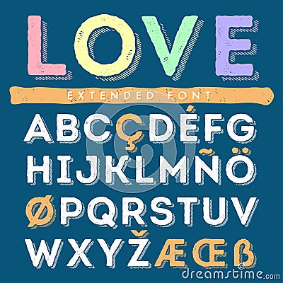 Funny hand drawn alphabet set in uppercase Vector Illustration