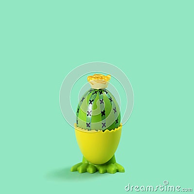 Funny handmade cactus made of egg. Easter concept Stock Photo