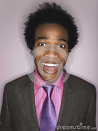 Funny Happy Afro Businessman Stock Photo