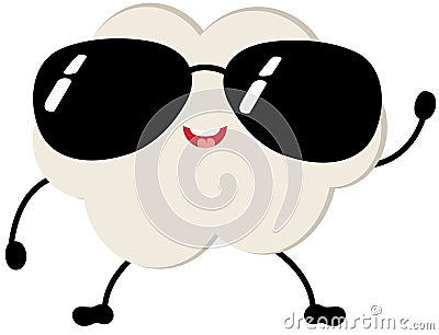Funny happy cloud mascot with sunglasses Vector Illustration