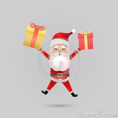 Funny happy Santa Claus character on background. Vector Illustration