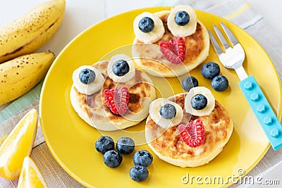 Funny Healthy Breakfast For Kids. Colorful Children Food Menu Stock Photo