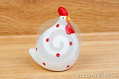 Funny hen ceramic white and red Stock Photo