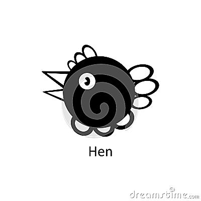 Funny hen icon. Silhouette vector icon Vector Illustration