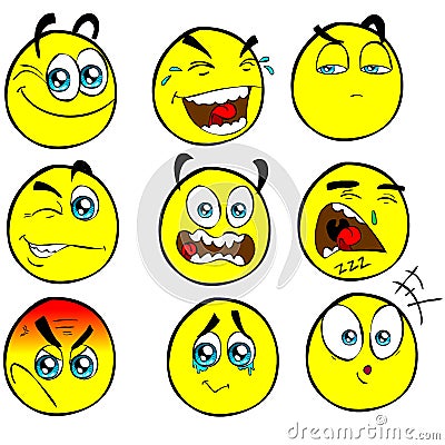 Funny HI-RES cartoon emoticons Stock Photo