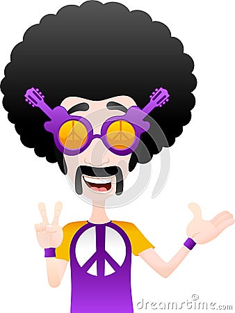 Funny Hippie Character Vector Illustration