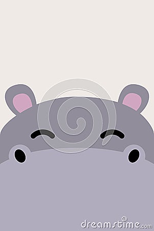 Funny hippopotamus face, Cute hippopotamus smiling flat design Vector Illustration