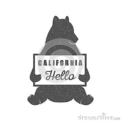 Funny Hitchhiking Bear with California Sign Stock Photo