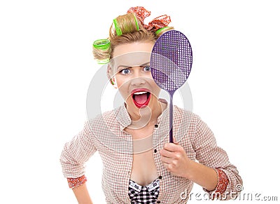 Funny housewife Stock Photo