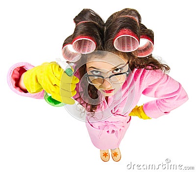 Funny housewife with nerd glasses Stock Photo