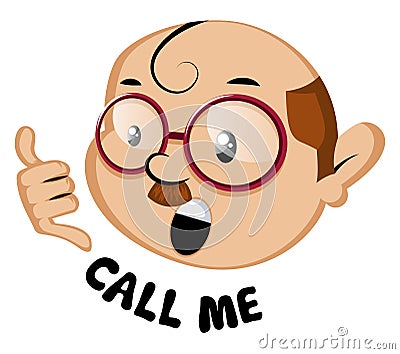 Funny human emoji with call me sign, illustration, vector Vector Illustration