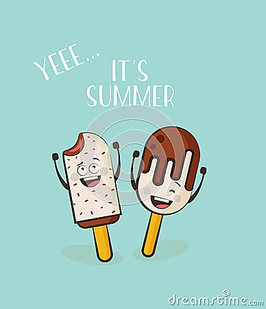 Funny ice cream characters. vector illustration Vector Illustration