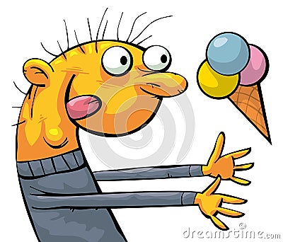 Funny ice cream eater Vector Illustration