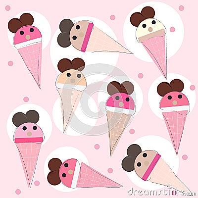 Funny ice creams vector background Vector Illustration