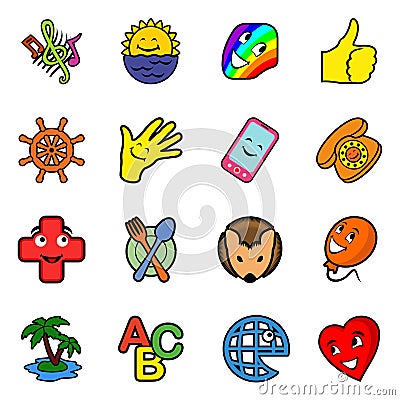 Funny icons set Vector Illustration