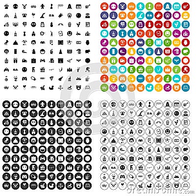 100 funny icons set vector variant Vector Illustration