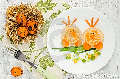 Funny idea for baby healthy shaped chick Stock Photo