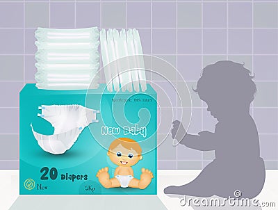 Illustration of baby diapers Cartoon Illustration