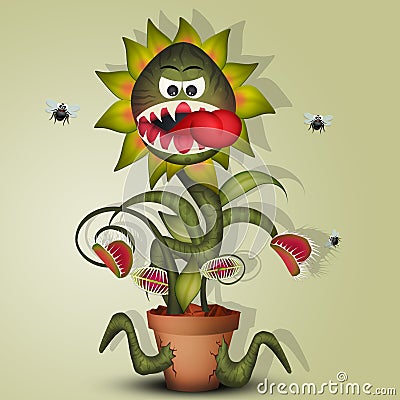 Illustration of carnivorous plants Cartoon Illustration