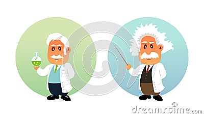 Funny illustration of Chemist and Mathematician Vector Illustration