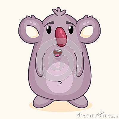 Funny illustration of cute silly koala drawn in childish style. Cartoon animal character. Vector Illustration