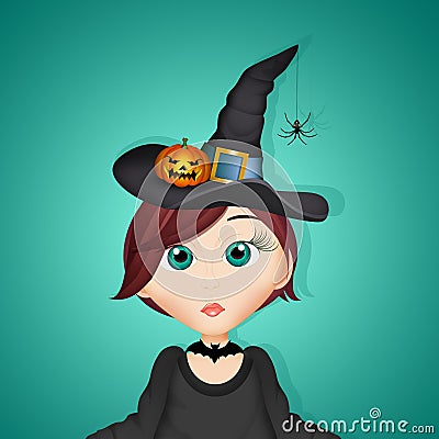 Illustration of girl with Halloween masks Cartoon Illustration