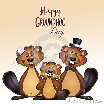 Funny postcard for groundhog day Stock Photo