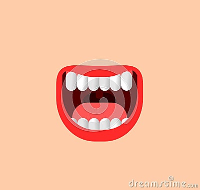 Funny illustration of a smiling mouth Cartoon Illustration