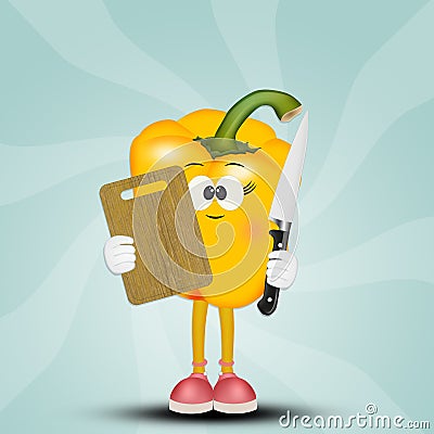 Illustration of yellow pepper Cartoon Illustration