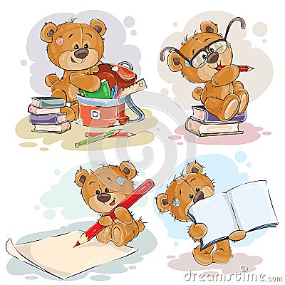 Funny illustrations for greeting cards and childrens books on the topic of school and university education Vector Illustration