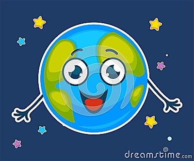 Funny image of planet Earth smiling vector illustration Vector Illustration
