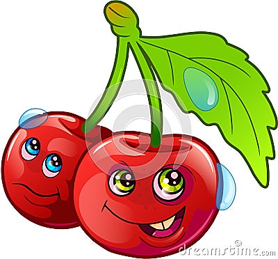 Funny image of two cherries Vector Illustration