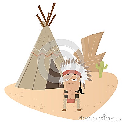 Funny indian chief Vector Illustration