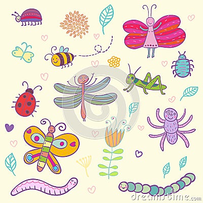 Funny insects Vector Illustration