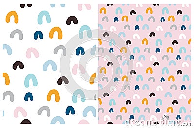 Funny Irregular Geometric Seamless Vector Pattern. Simple Hand Drawn Colorul Arcs. Vector Illustration