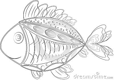 Funny isolated zentangle fish Vector Illustration