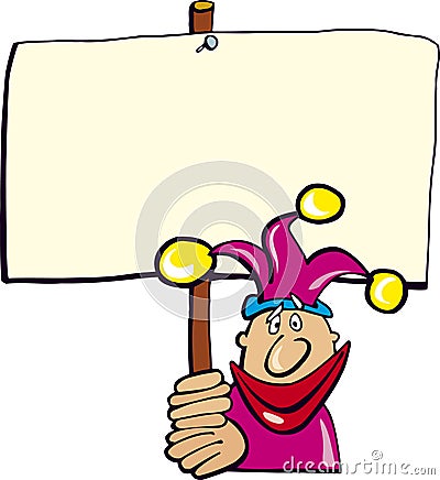 Funny jester with board Vector Illustration