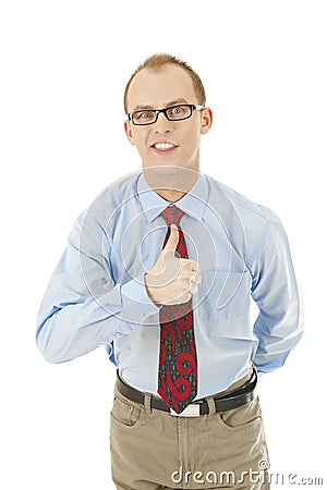 Funny joking businessman Stock Photo