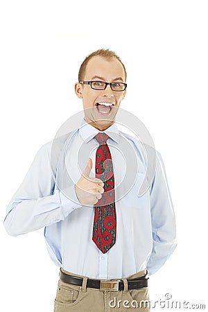 Funny joking businessman Stock Photo