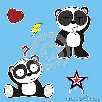 Funny kawaii panda bear cute expressions cartoon set collection 6 Vector Illustration