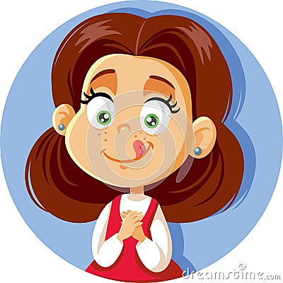 Cute Cartoon Little Girl Craving for Sweets Vector Illustration
