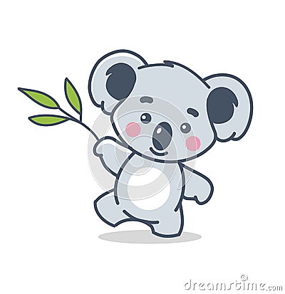 Funny koala on white Vector Illustration