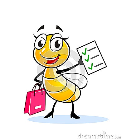 Funny lady fly character. Vector Illustration