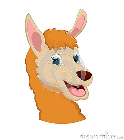 Funny Lama cartoon smile white bacground for you design Stock Photo