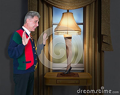 Funny Leg Lamp Christmas Story Stock Photo